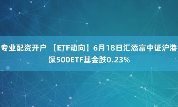 专业配资开户 【ETF动向】6月18日汇添富中证沪港深500ETF基金跌0.23%